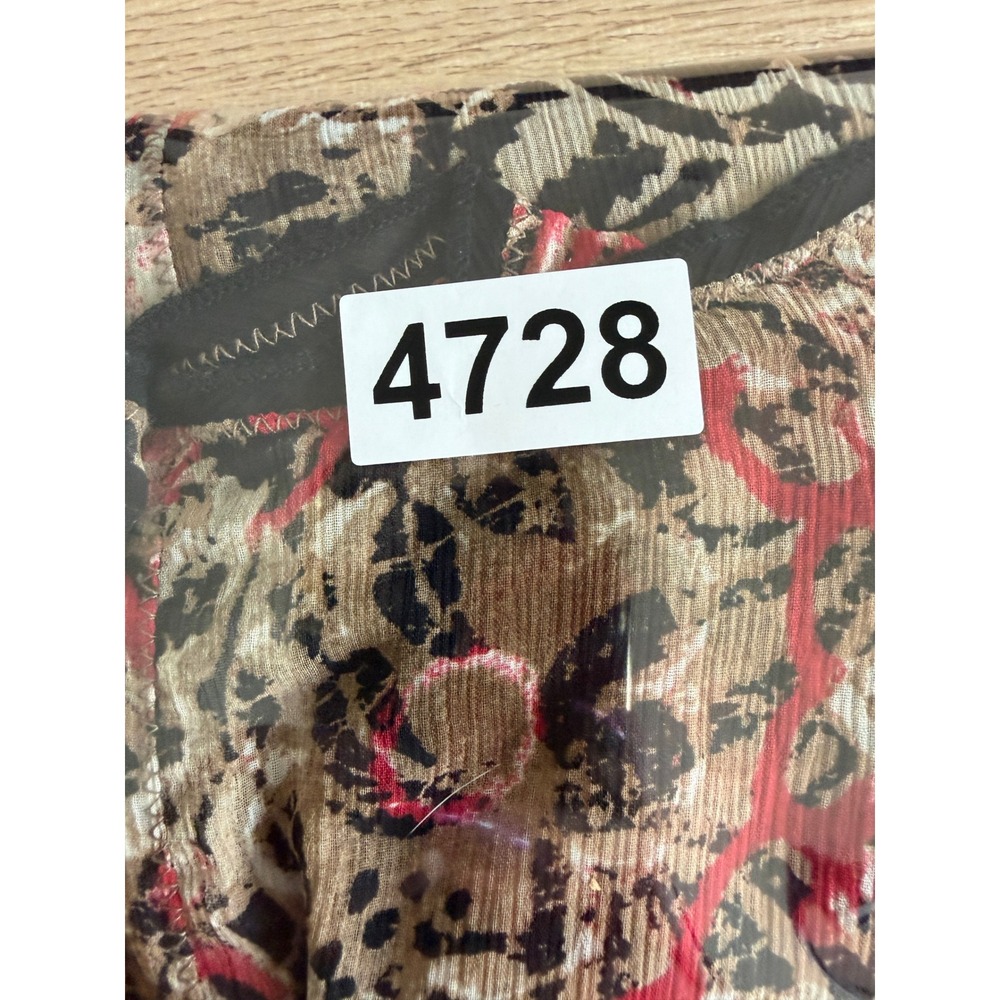 Chicos Red Black Paisley Floral Tie Front Sheer Cardigan Top Size 3 XL Office - Picture 7 of 7
